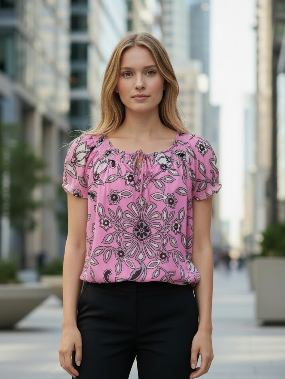 INC International Concepts Women's Size Small Pink Boho Top